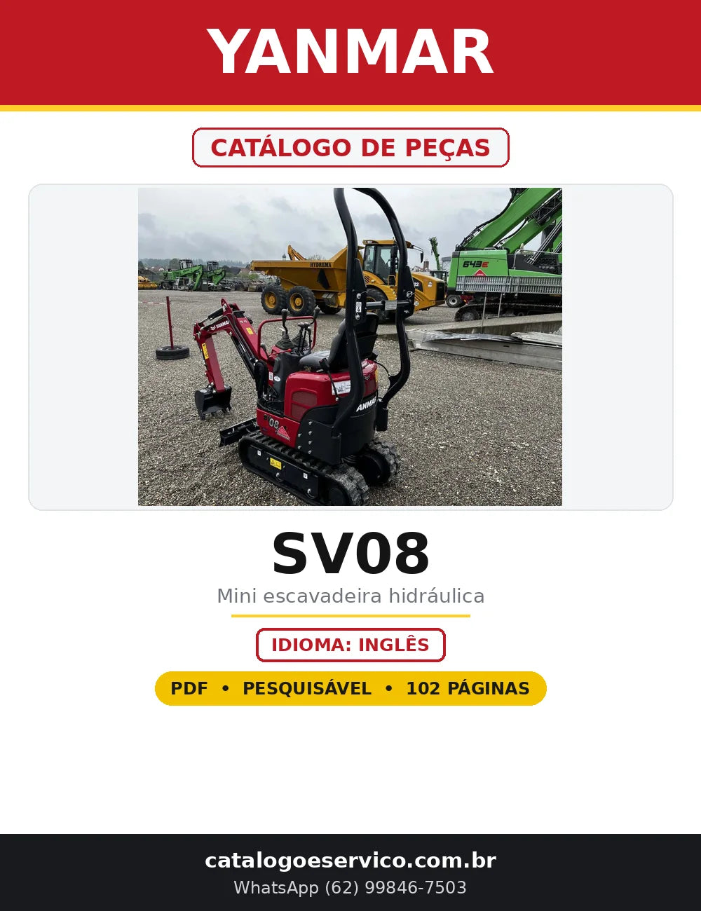 Capa do Catálogo de Peças Yanmar SV08 em PDF com 102 páginas