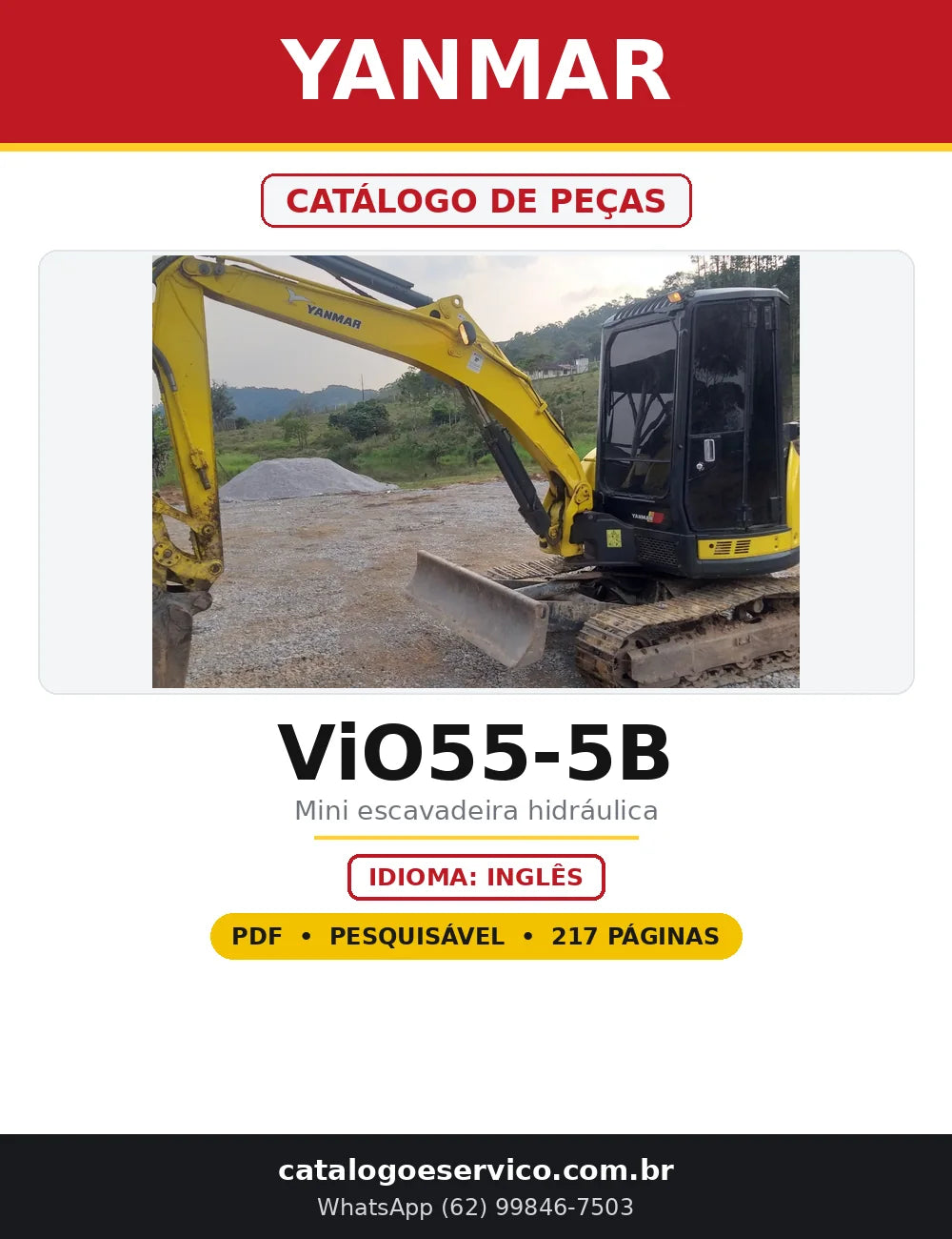 Capa do Catálogo de Peças Yanmar ViO55-5B em PDF com 217 páginas