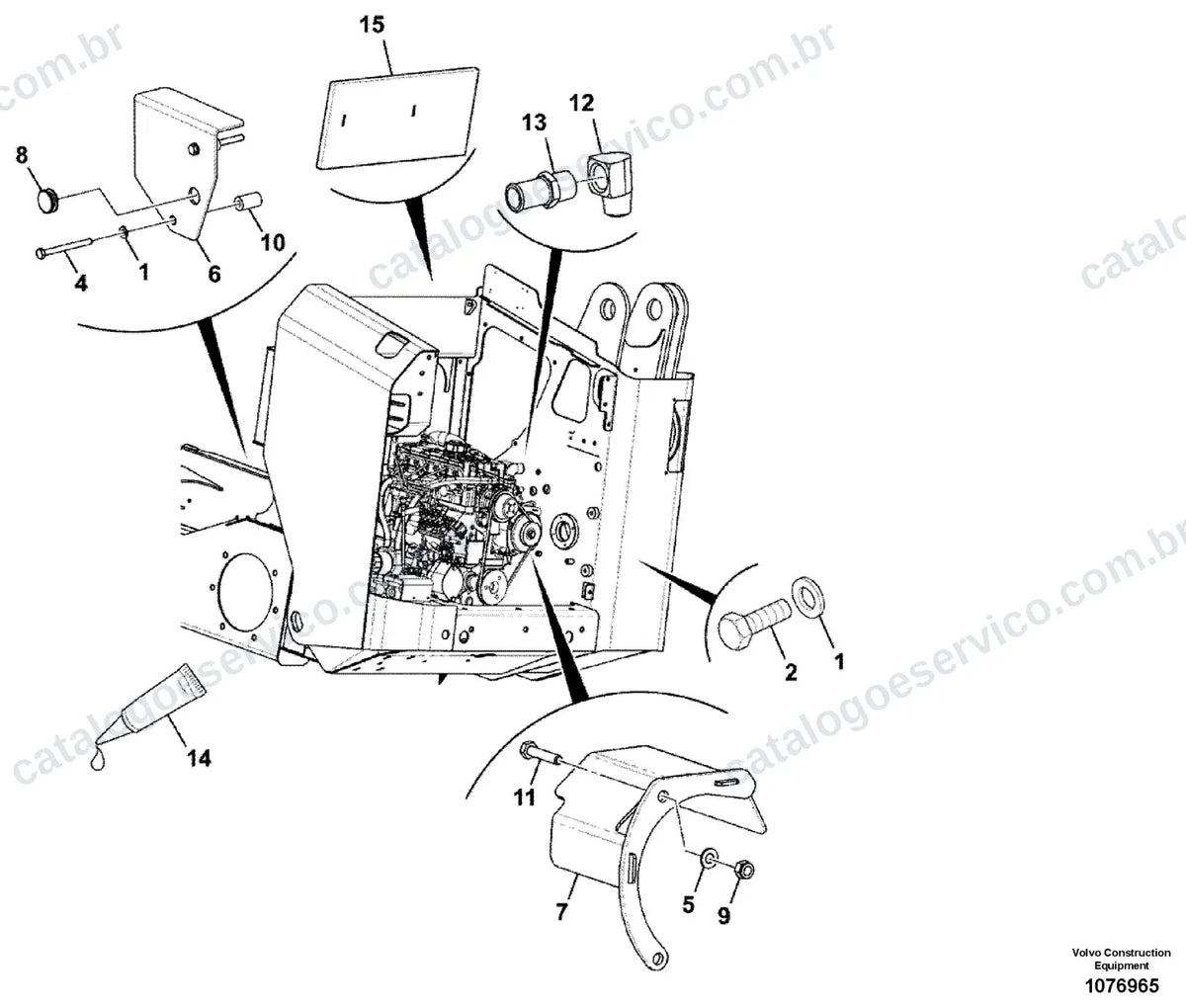Vista explodida – motor – Catálogo de Peças Volvo MC95C