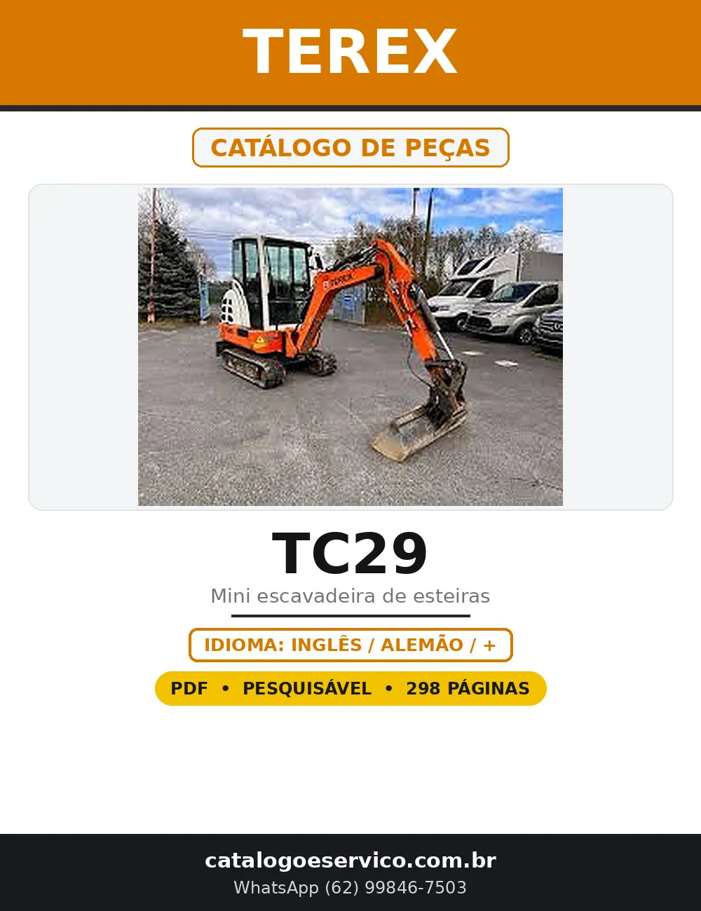 Capa do Catálogo de Peças Terex TC29 em PDF com 298 páginas