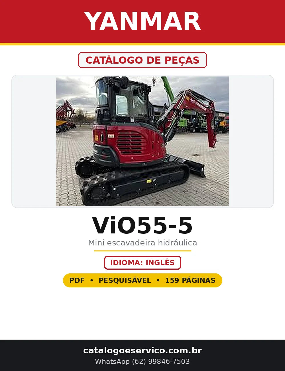 Capa do Catálogo de Peças Yanmar ViO55-5 em PDF com 159 páginas