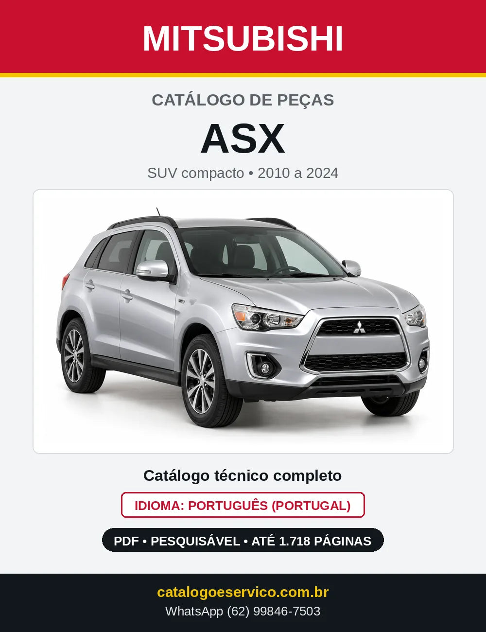 Capa do Catálogo de Peças Mitsubishi ASX em PDF