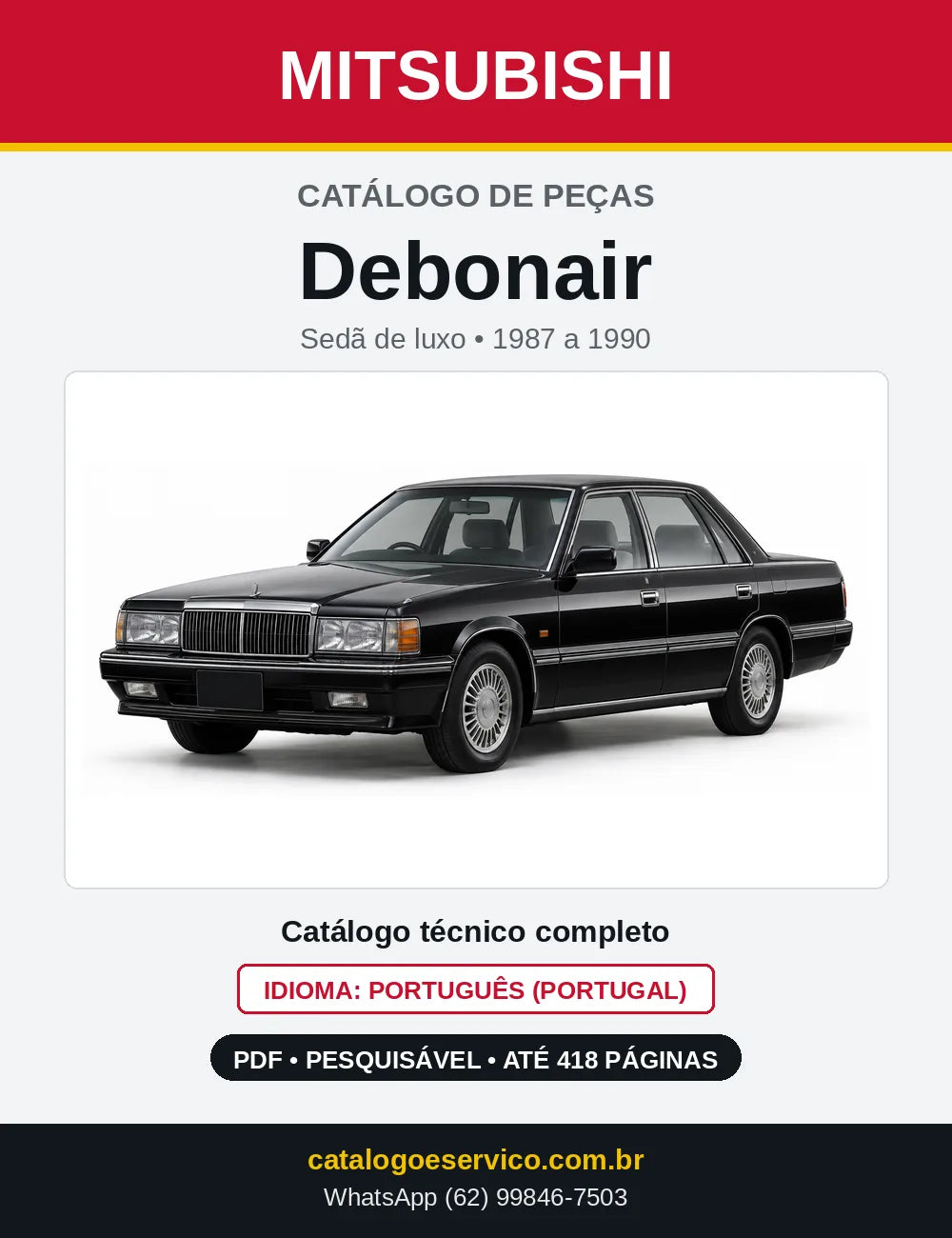 Capa do Catálogo de Peças Mitsubishi Debonair em PDF