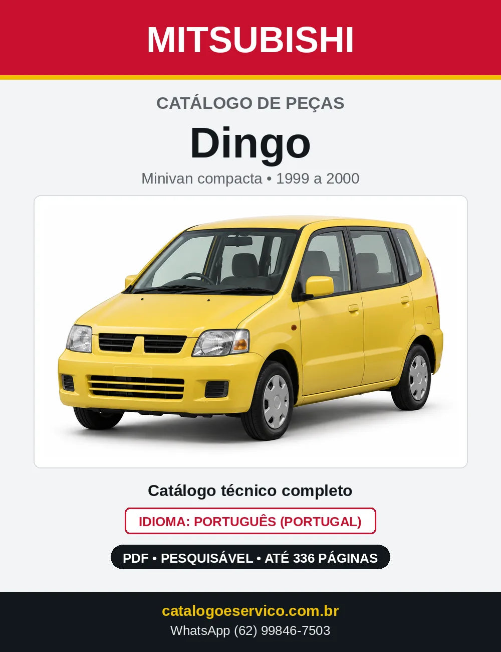 Capa do Catálogo de Peças Mitsubishi Dingo em PDF