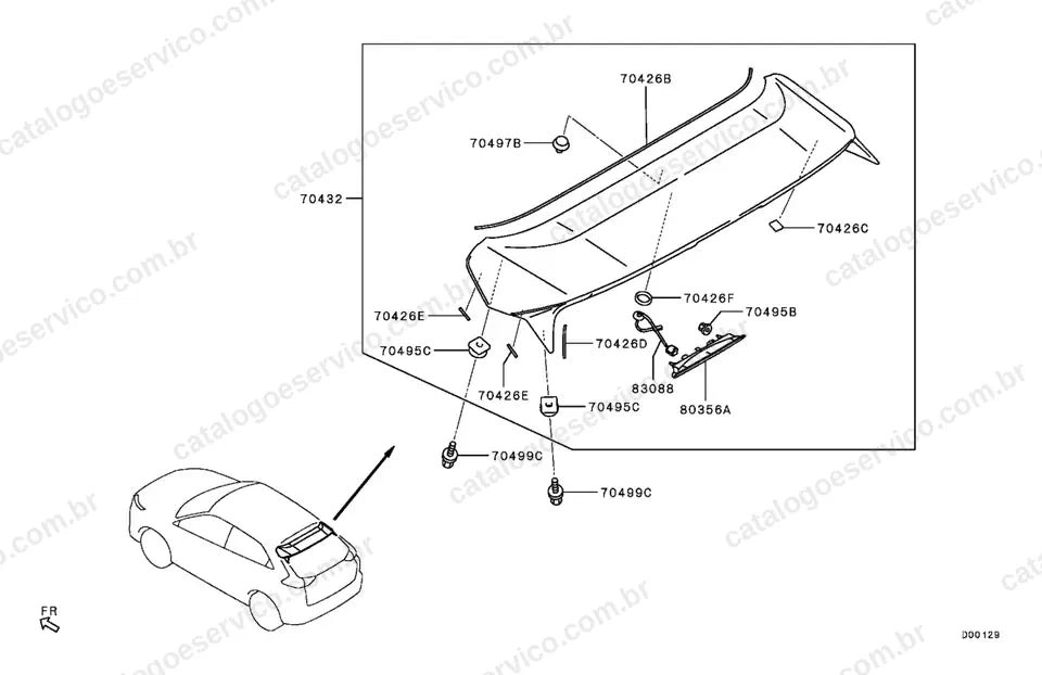 Vista explodida do grupo Acabamento externo no Catálogo de Peças Mitsubishi Eclipse Cross PHEV