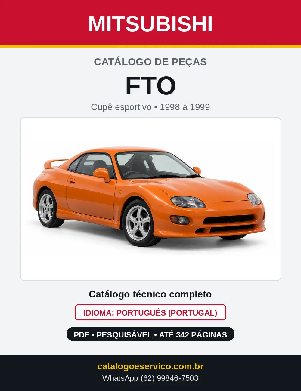 Capa do Catálogo de Peças Mitsubishi FTO em PDF