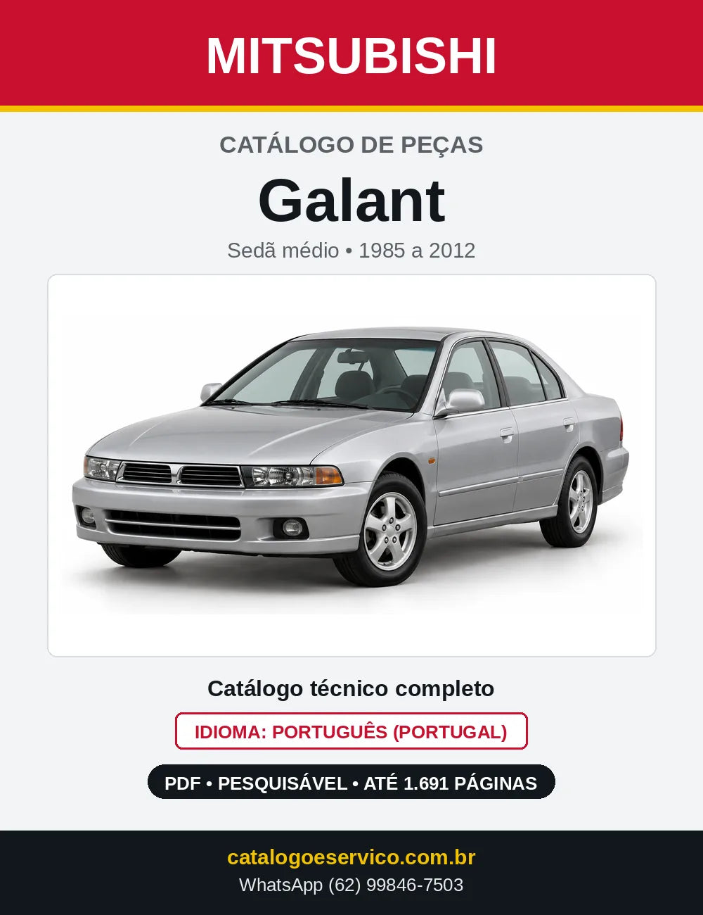 Capa do Catálogo de Peças Mitsubishi Galant em PDF