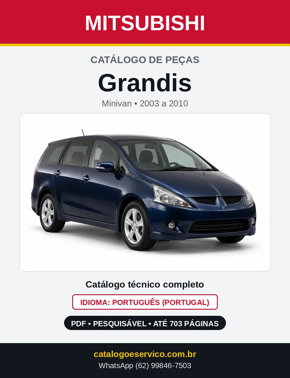 Capa do Catálogo de Peças Mitsubishi Grandis em PDF