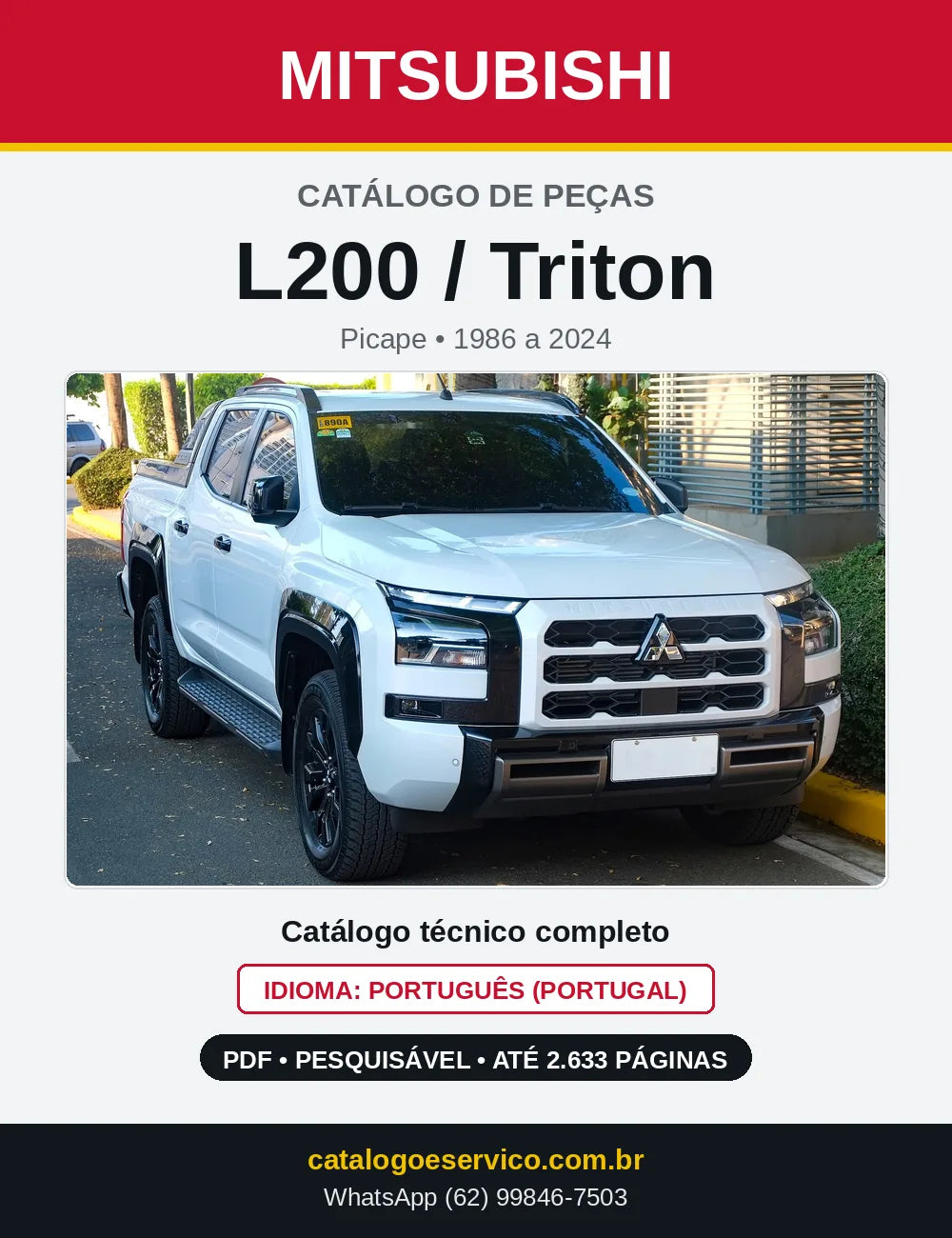 Capa do Catálogo de Peças Mitsubishi L200 / Triton em PDF