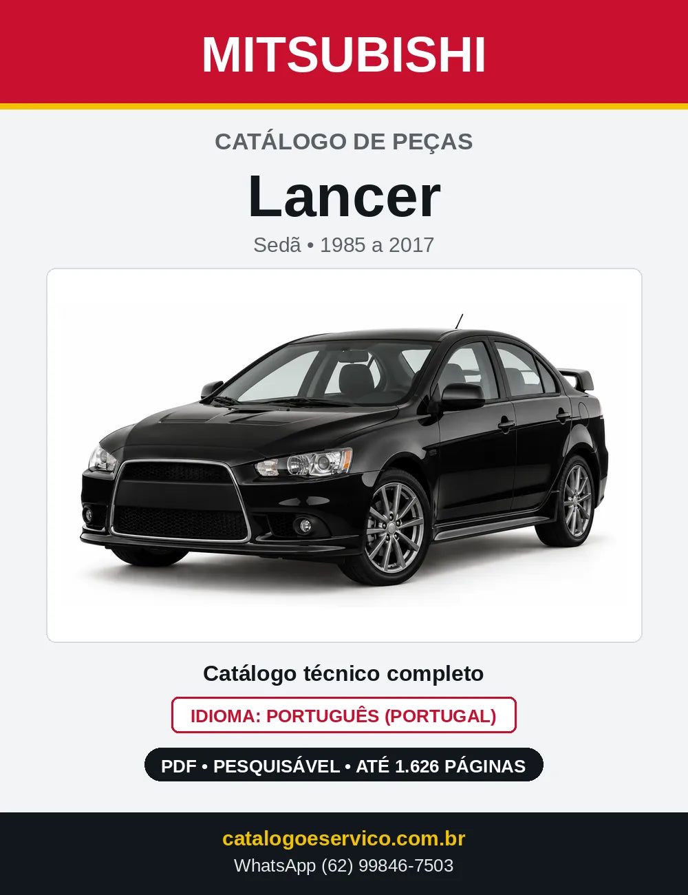 Capa do Catálogo de Peças Mitsubishi Lancer em PDF