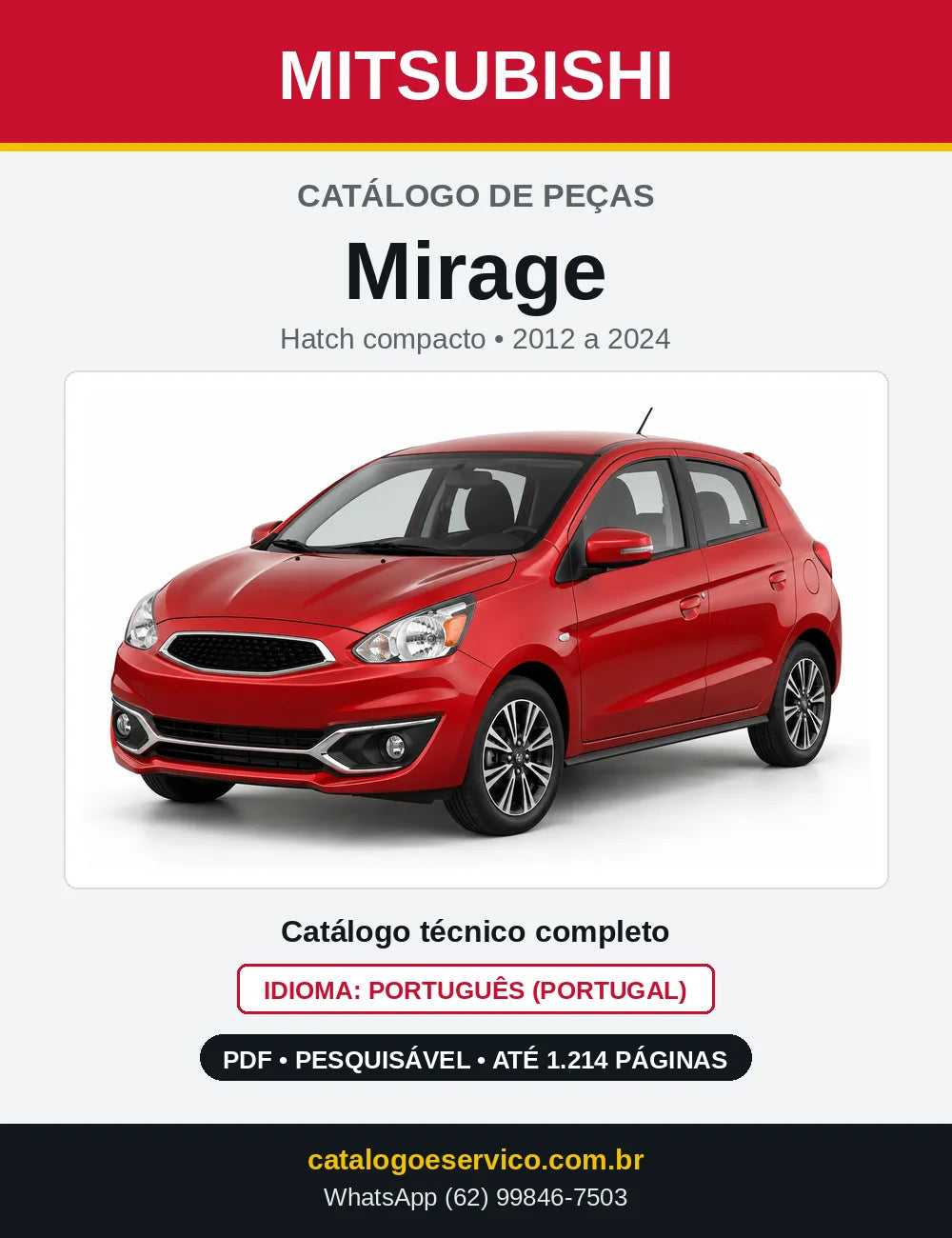 Capa do Catálogo de Peças Mitsubishi Mirage em PDF