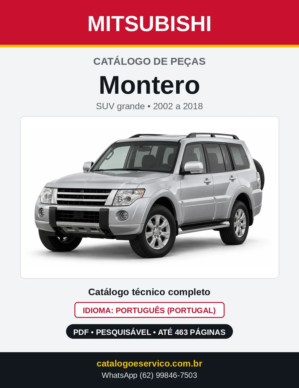 Capa do Catálogo de Peças Mitsubishi Montero em PDF