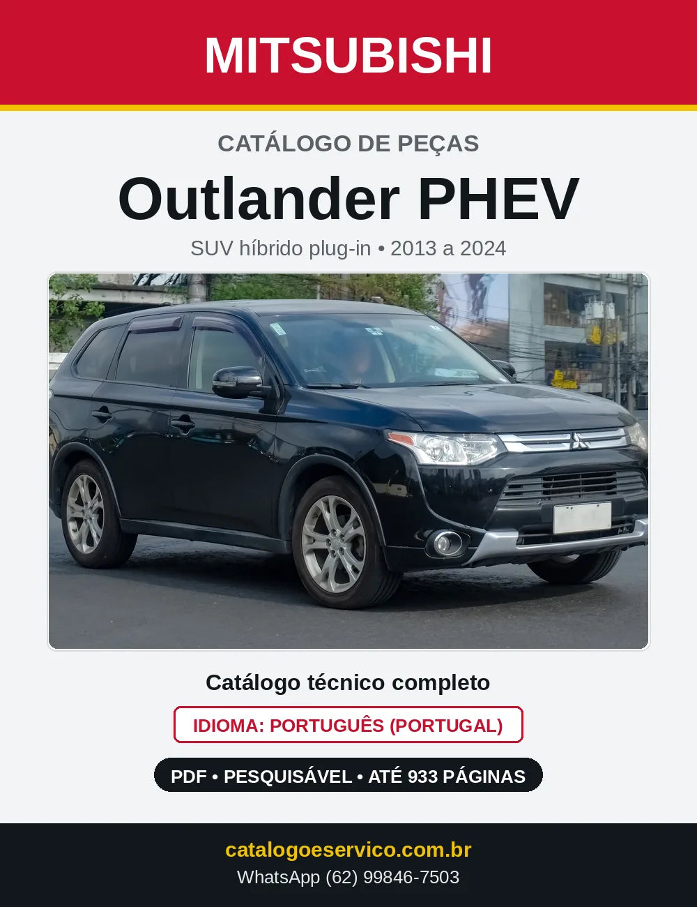 Capa do Catálogo de Peças Mitsubishi Outlander PHEV em PDF