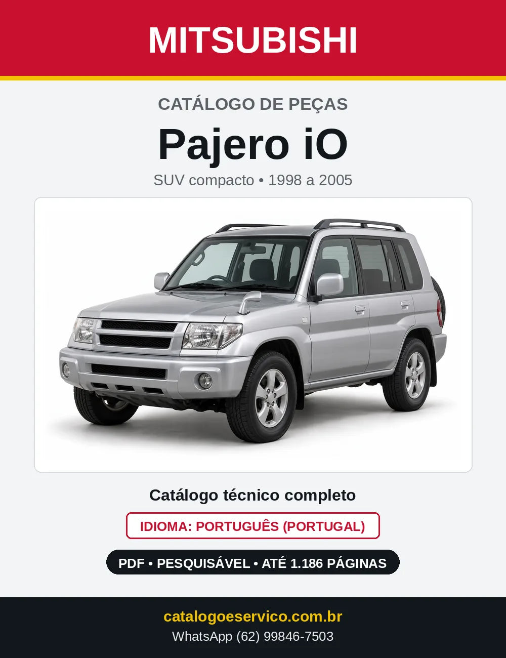 Capa do Catálogo de Peças Mitsubishi Pajero iO em PDF