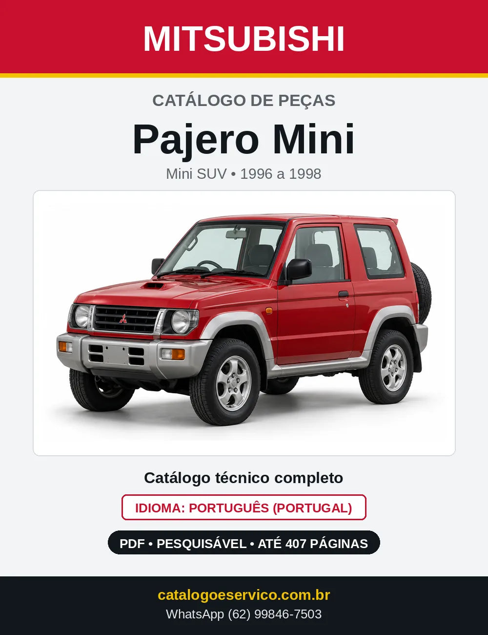 Capa do Catálogo de Peças Mitsubishi Pajero Mini em PDF