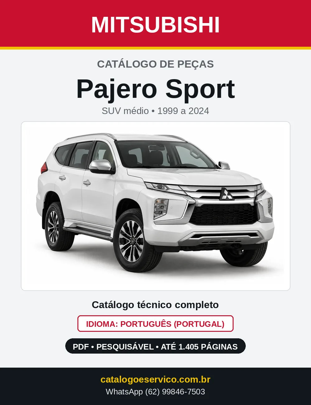 Capa do Catálogo de Peças Mitsubishi Pajero Sport em PDF
