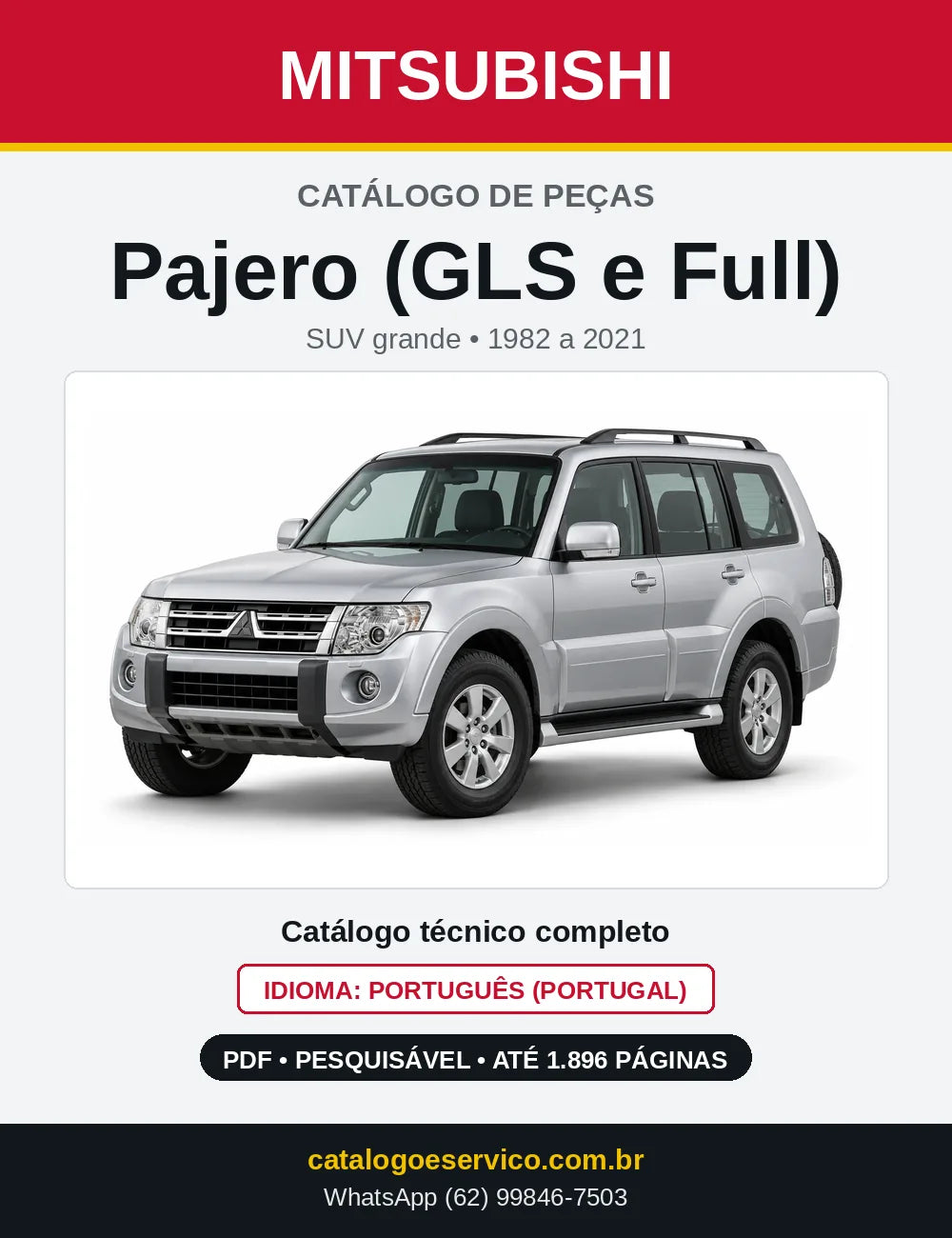 Capa do Catálogo de Peças Mitsubishi Pajero (GLS e Full) em PDF