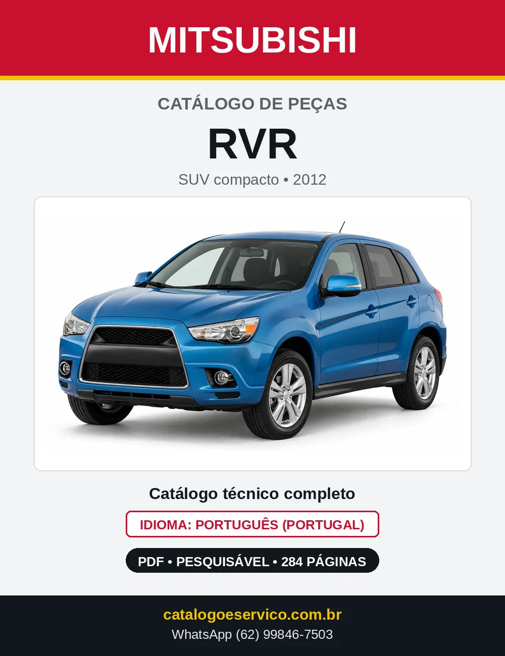 Capa do Catálogo de Peças Mitsubishi RVR em PDF