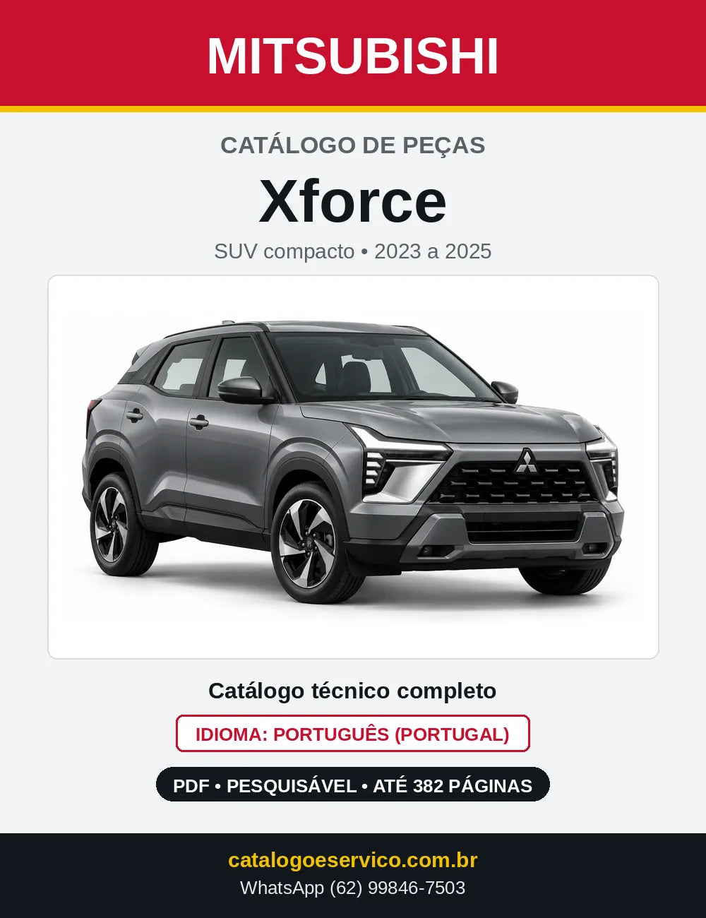 Capa do Catálogo de Peças Mitsubishi Xforce em PDF