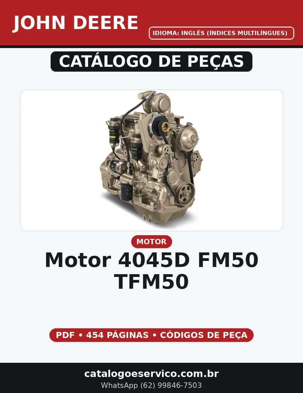 CATALOGO DE PEÇAS MOTOR 4045D FM50/TFM50 JOHN DEERE — capa do catálogo de peças