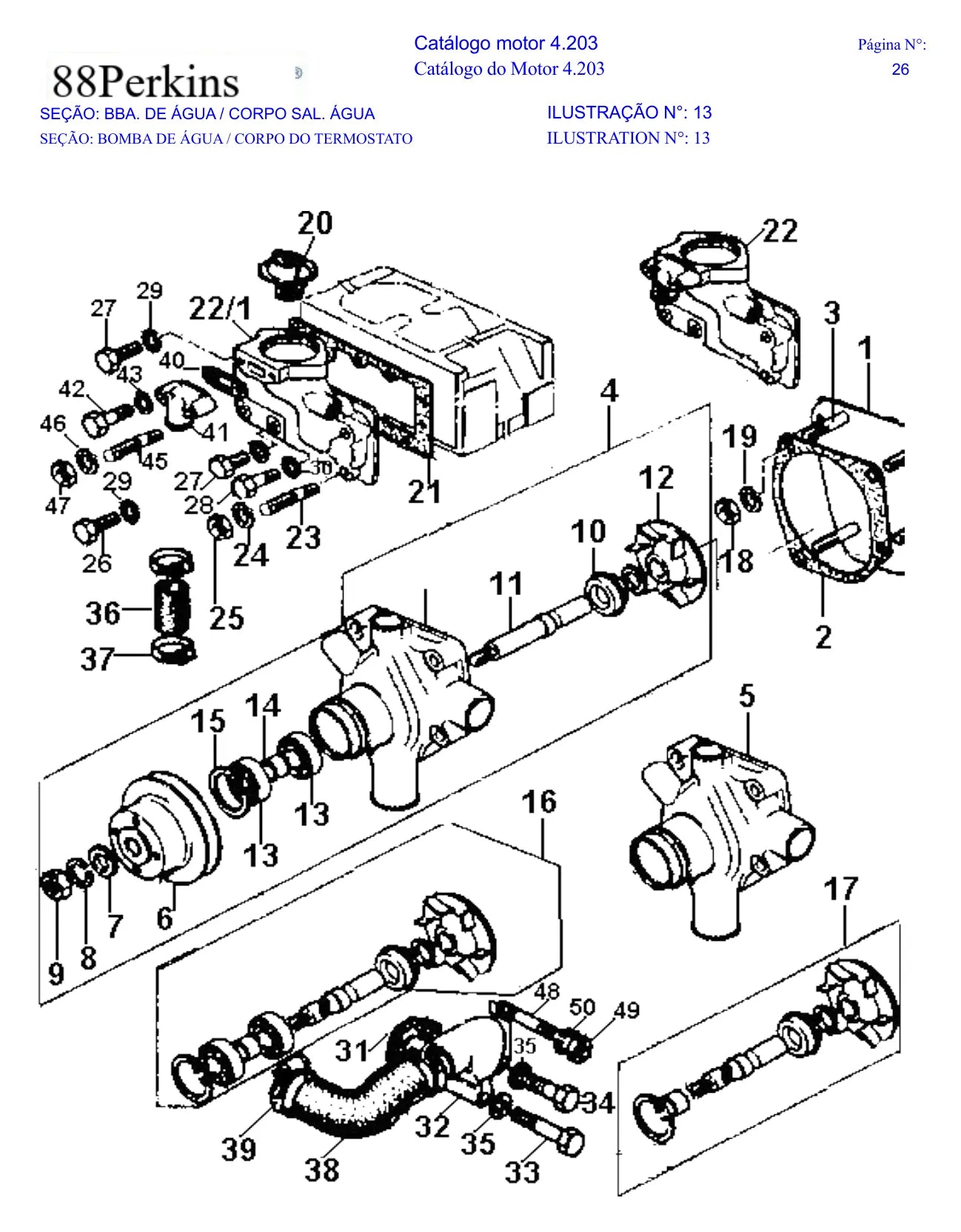 CATALOGO DE PEÇAS MOTOR 4203 PERKINS — vista explodida (detalhe)