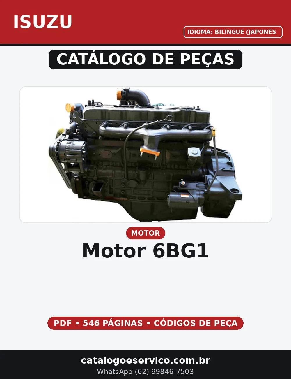 CATALOGO DE PEÇAS MOTOR 6BG1 ISUZU — capa do catálogo de peças