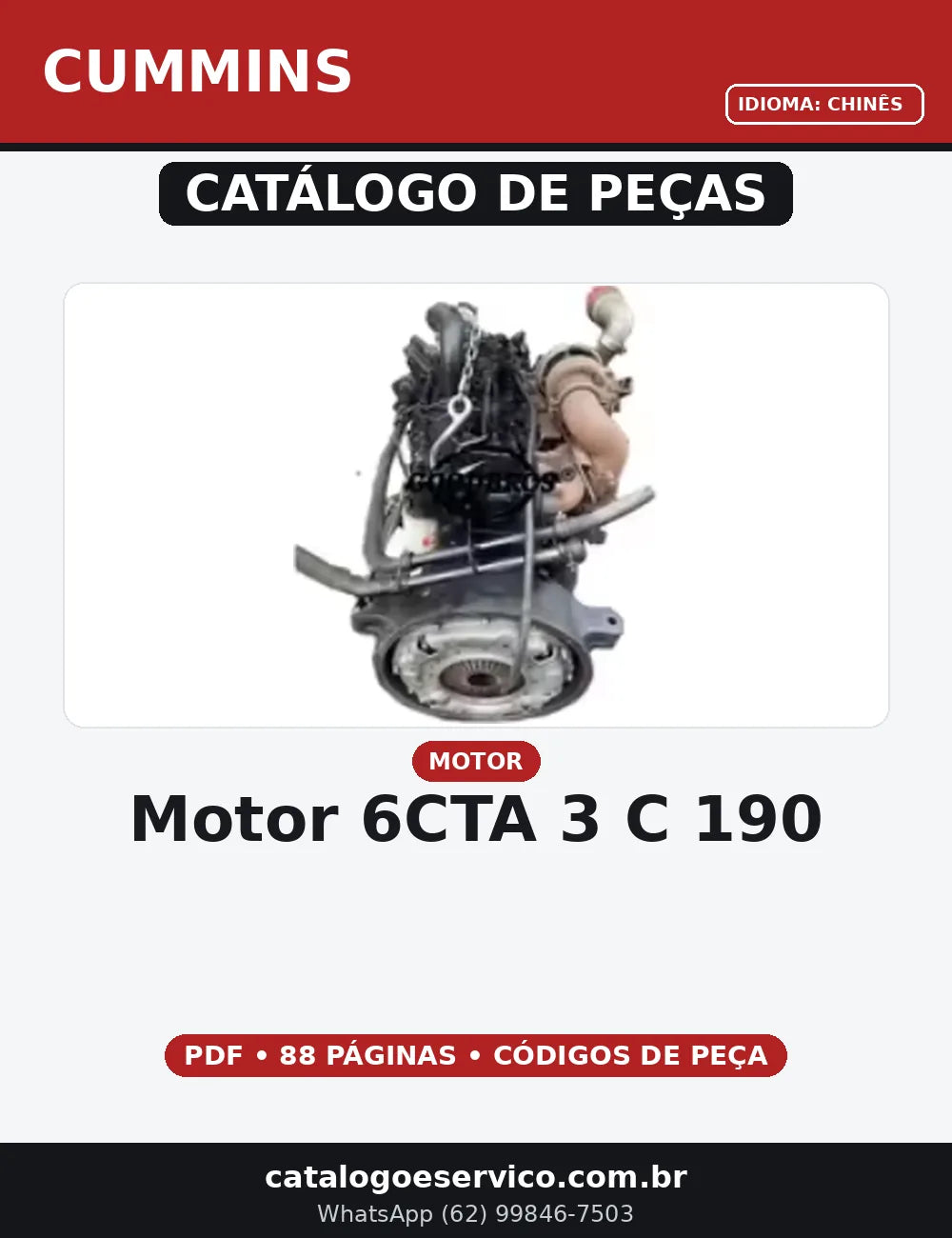 CATALOGO DE PEÇAS MOTOR 6CTA 3 C 190   CUMMINS — capa do catálogo de peças