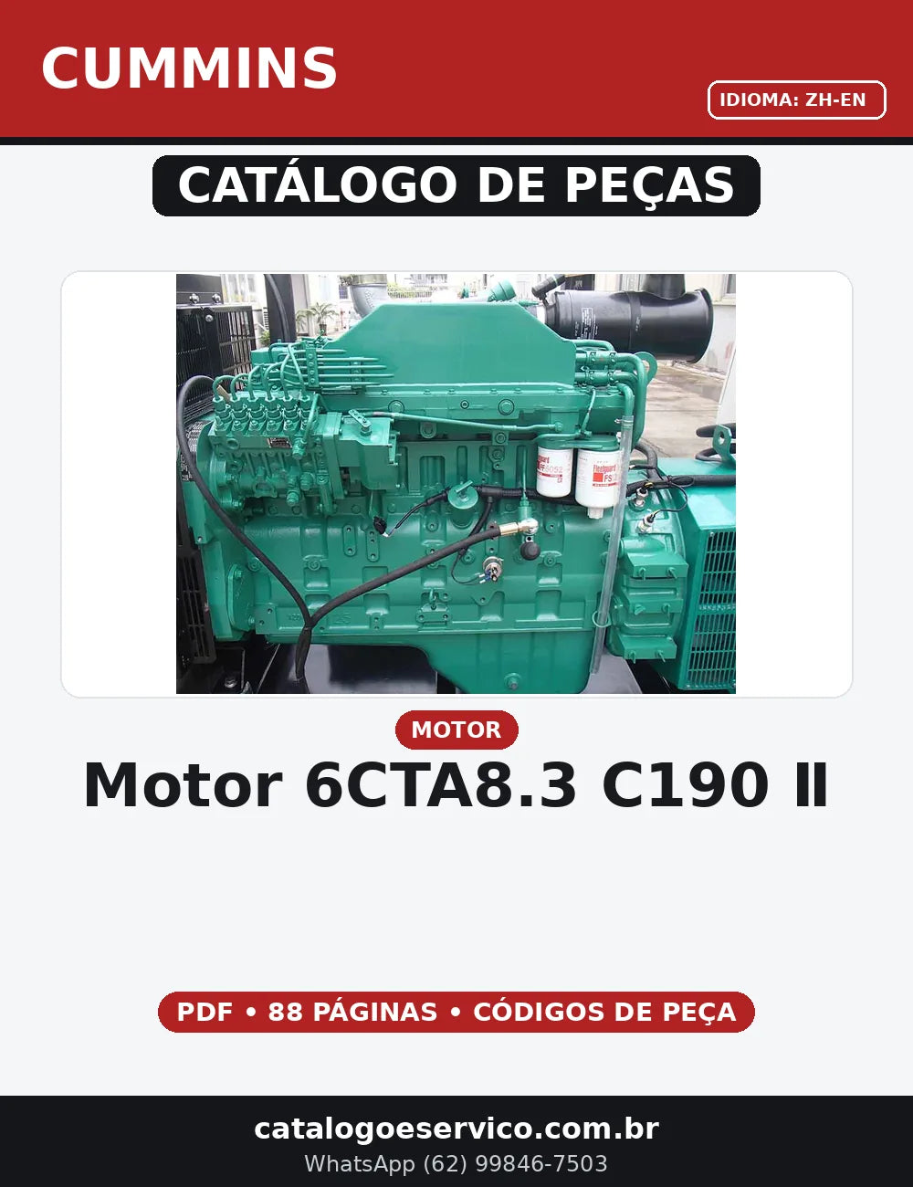 CATALOGO DE PEÇAS MOTOR 6CTA8.3-C190-Ⅱ CUMMINS — capa do catálogo de peças
