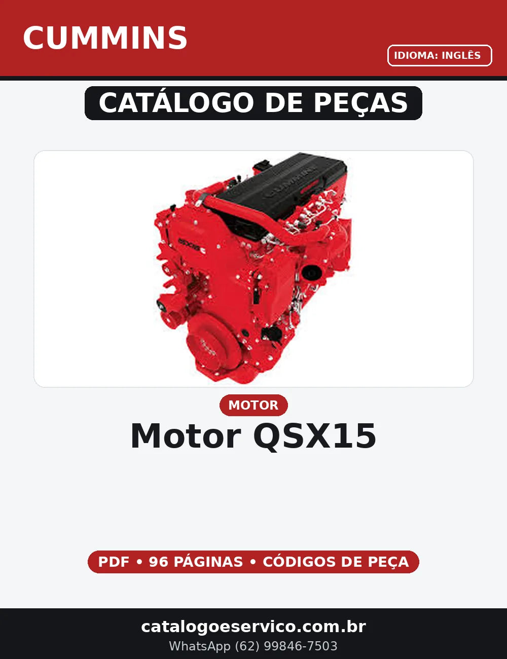 CATALOGO DE PEÇAS MOTOR - CUMMINS QSX15 — capa do catálogo de peças