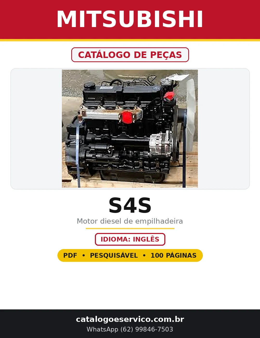 Capa do Catálogo de Peças Mitsubishi S4S em PDF com 100 páginas