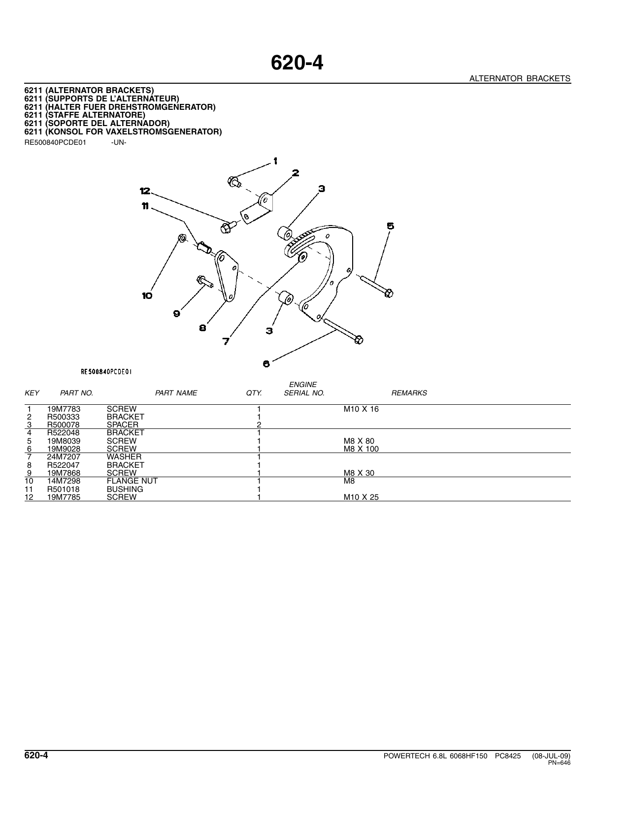 Catálogo de Peças Motor John Deere 6068HF150/6068