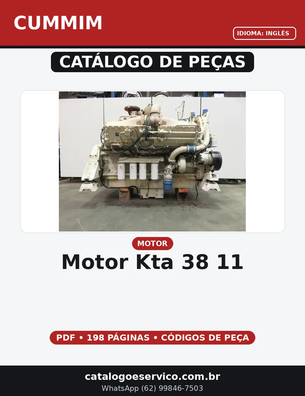 CATALOGO DE PEÇAS MOTOR KTA 38 11 CUMMIM — capa do catálogo de peças
