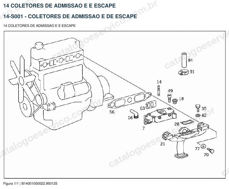 Vista explodida do catálogo de peças do motor Mercedes-Benz M 314 — figura 4
