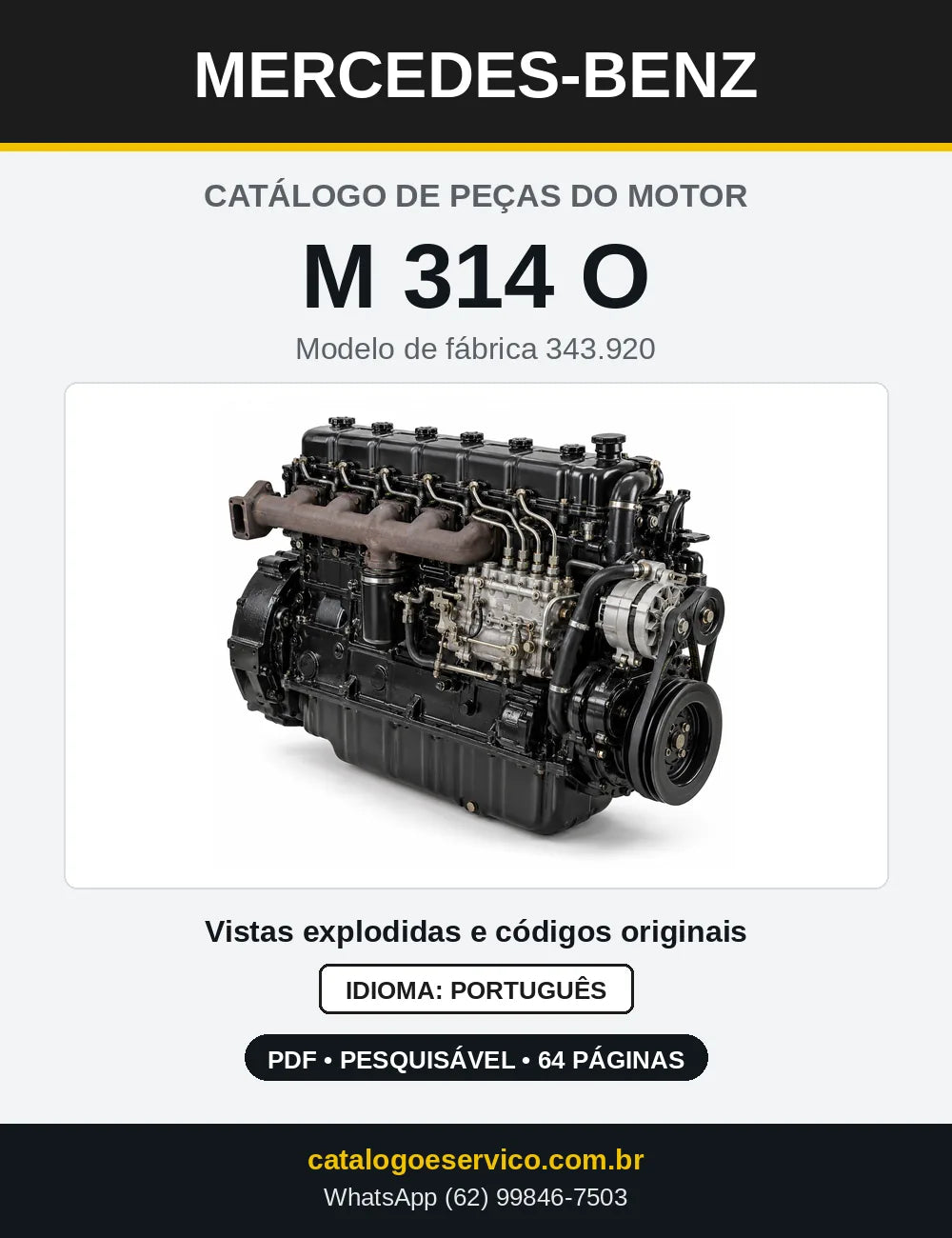 Capa do catálogo de peças do motor Mercedes-Benz M 314 em PDF