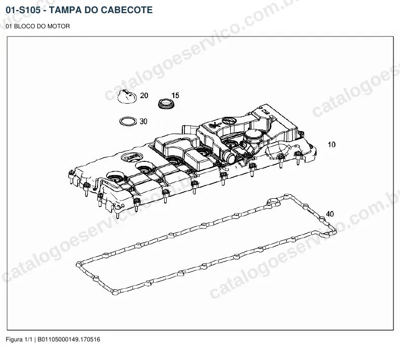 Vista explodida do catálogo de peças do motor Mercedes-Benz M 936 — figura 2