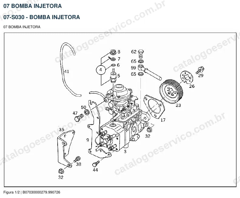 Vista explodida do catálogo de peças do motor Mercedes-Benz OM 014 — figura 4