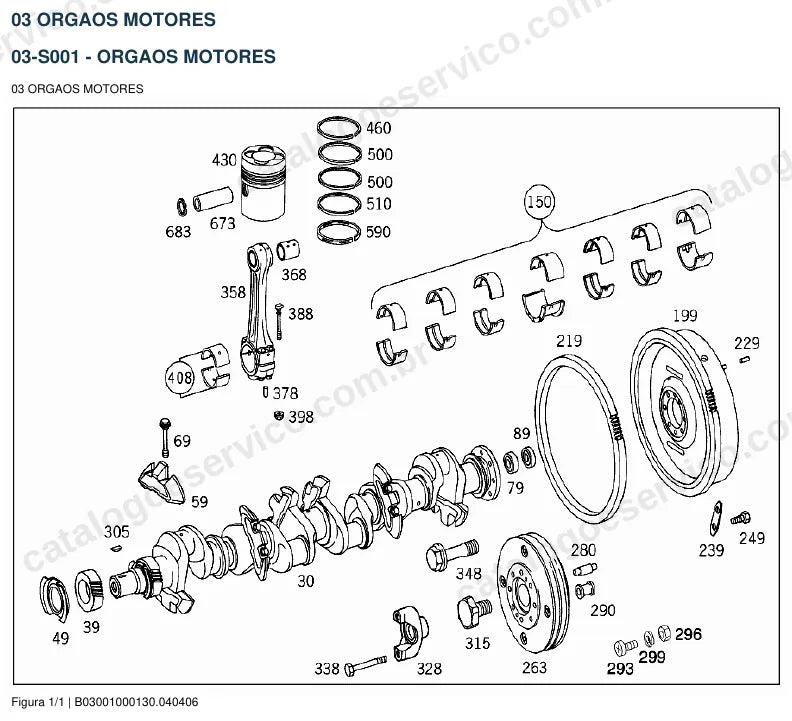 Vista explodida do catálogo de peças do motor Mercedes-Benz OM 326 — figura 4