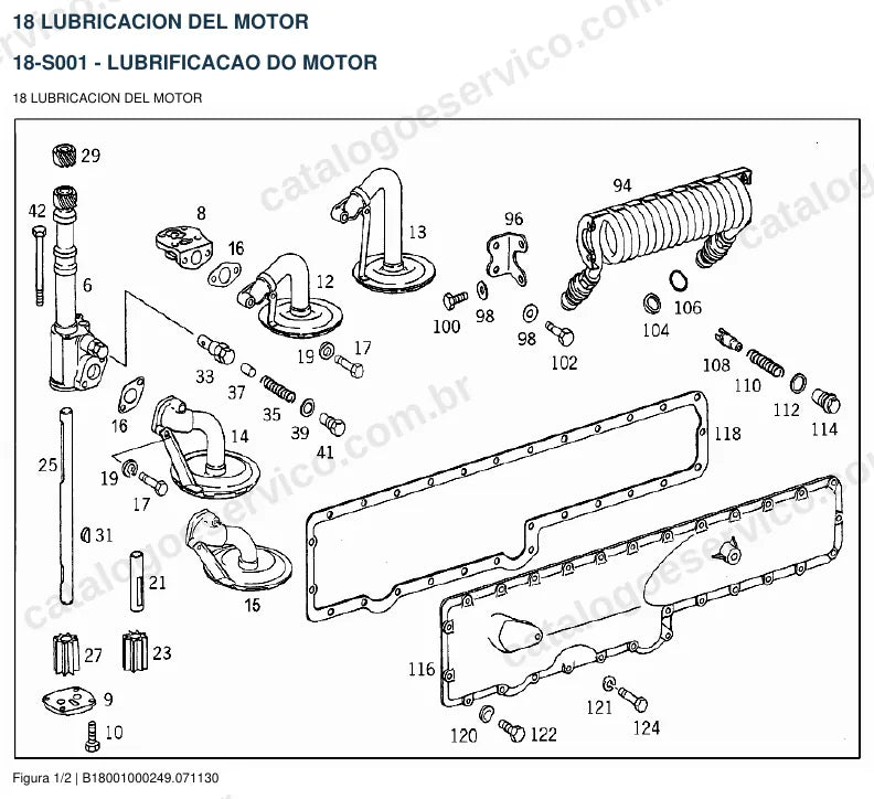 Vista explodida do catálogo de peças do motor Mercedes-Benz OM 327 — figura 4