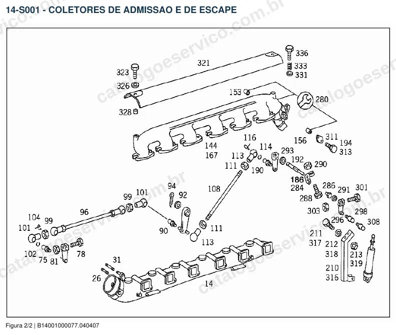 Vista explodida do catálogo de peças do motor Mercedes-Benz OM 346 — figura 3