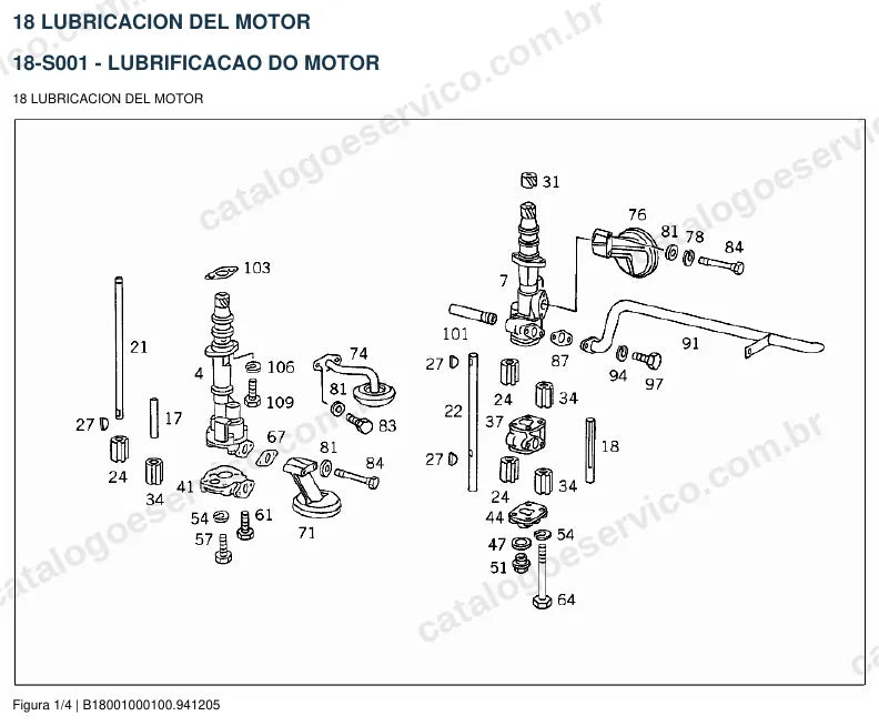 Vista explodida do catálogo de peças do motor Mercedes-Benz OM 346 — figura 4
