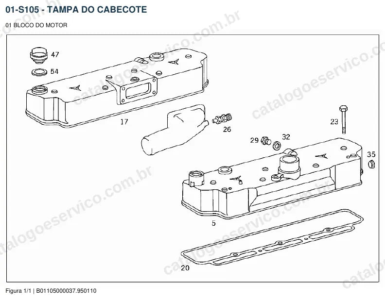 Vista explodida do catálogo de peças do motor Mercedes-Benz OM 362 — figura 3