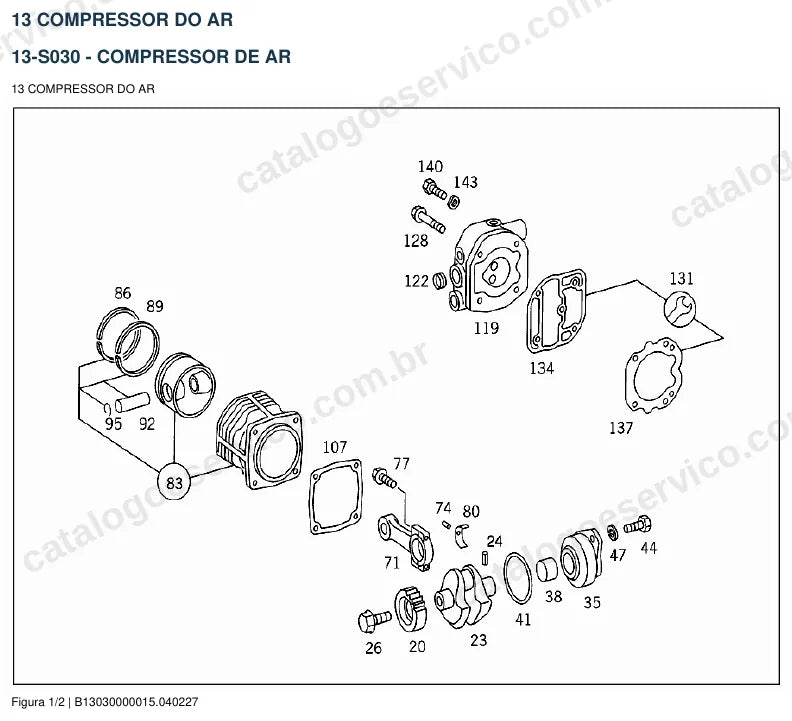 Vista explodida do catálogo de peças do motor Mercedes-Benz OM 401 — figura 4