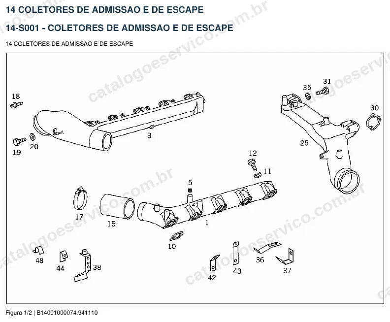 Vista explodida do catálogo de peças do motor Mercedes-Benz OM 403 — figura 2