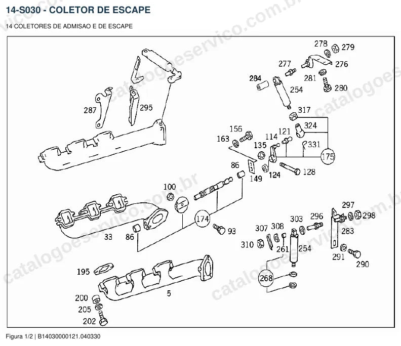 Vista explodida do catálogo de peças do motor Mercedes-Benz OM 421 — figura 2