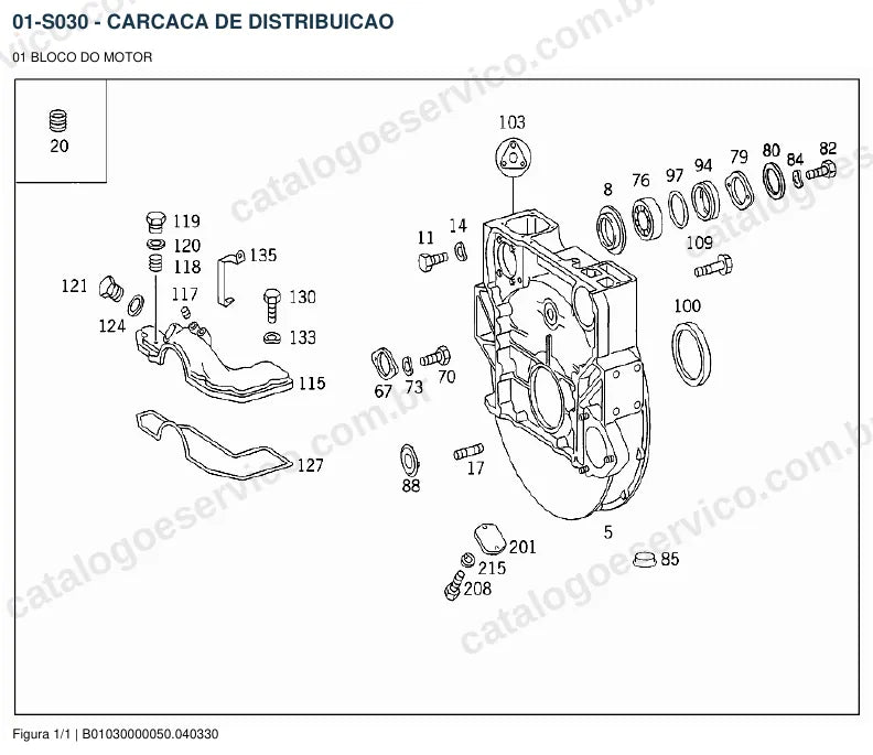 Vista explodida do catálogo de peças do motor Mercedes-Benz OM 421 — figura 3