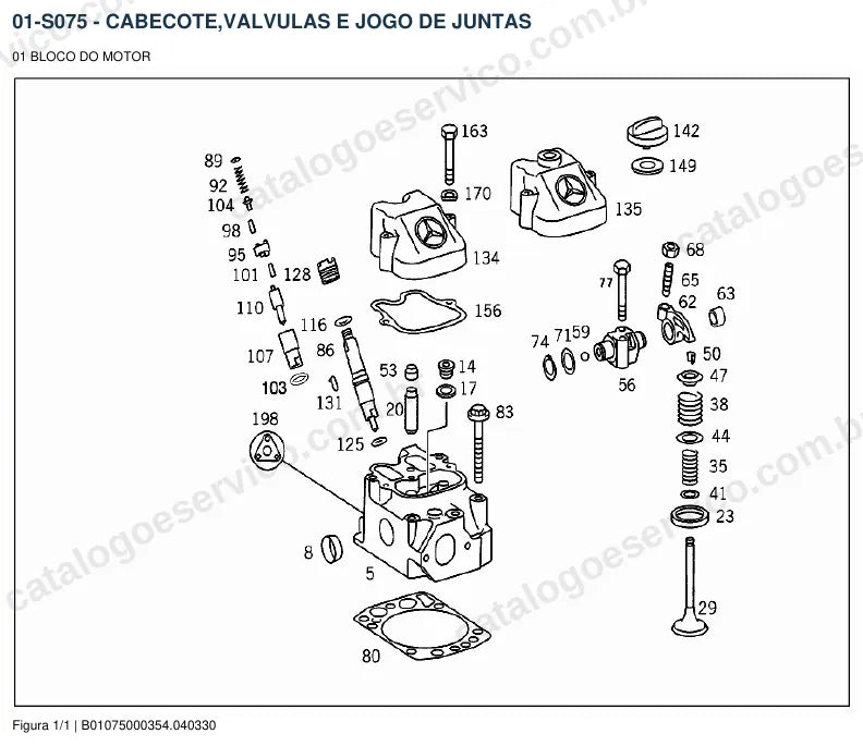 Vista explodida do catálogo de peças do motor Mercedes-Benz OM 422 — figura 3