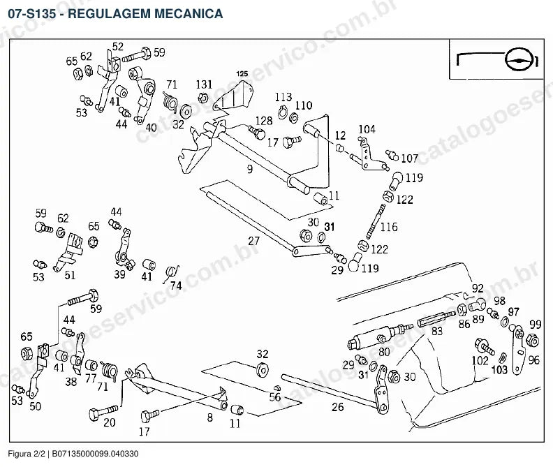 Vista explodida do catálogo de peças do motor Mercedes-Benz OM 423 — figura 3