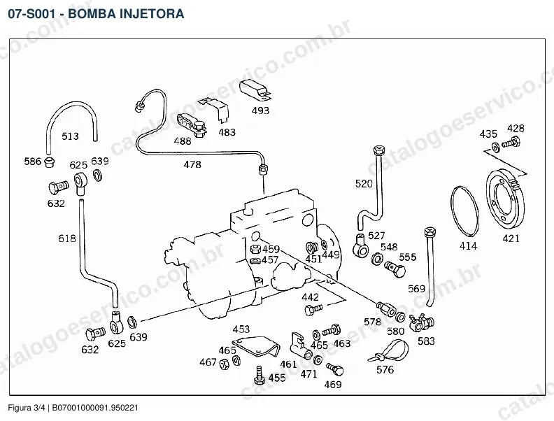 Vista explodida do catálogo de peças do motor Mercedes-Benz OM 429 — figura 2