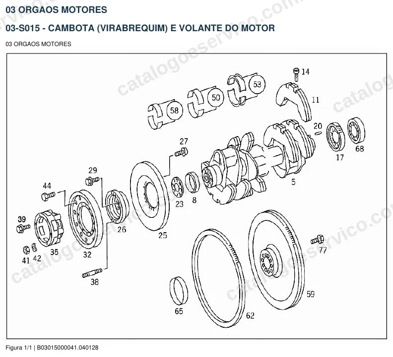 Vista explodida do catálogo de peças do motor Mercedes-Benz OM 441 — figura 3