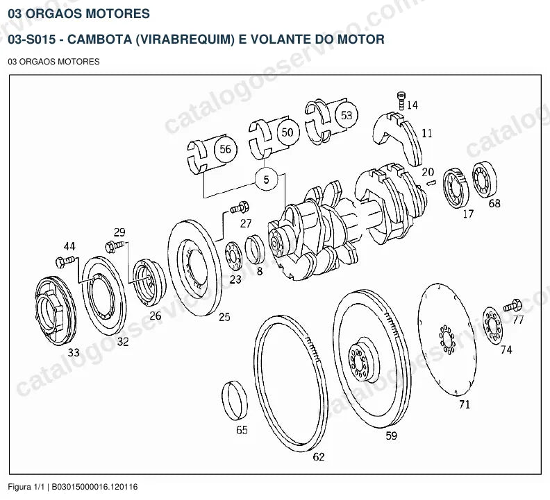 Vista explodida do catálogo de peças do motor Mercedes-Benz OM 443 — figura 3